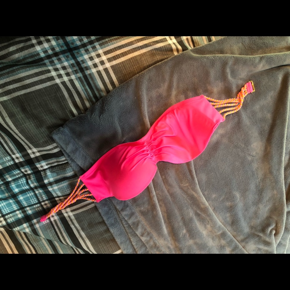 pink strapless bikini top